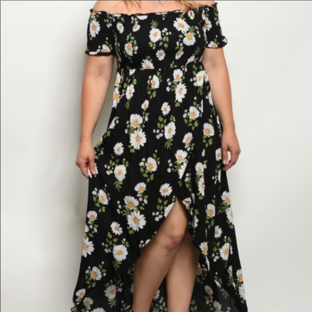 ✅Black Floral Off Shoulder Dress